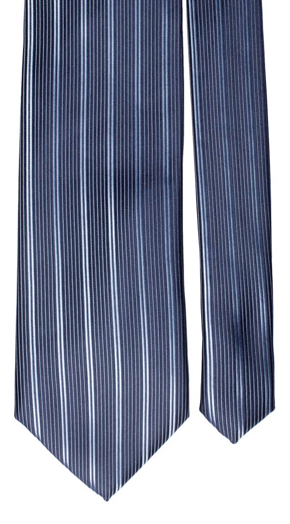 Cravatta di Seta Blu Righe Verticali Celeste Made in Italy graffeo Cravatte Pala