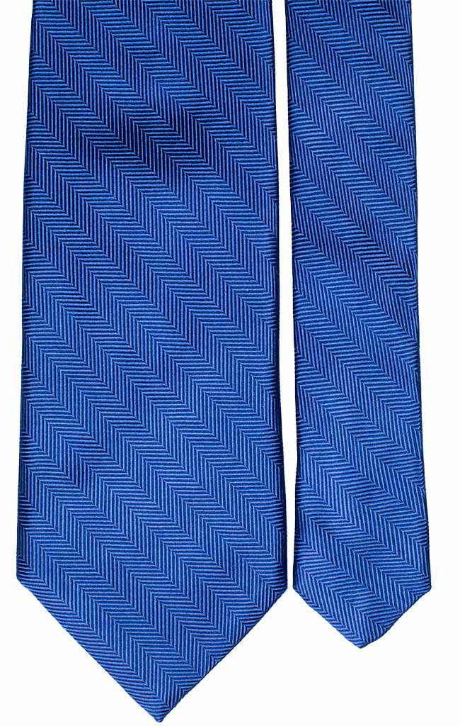 Cravatta di Seta Bluette Fantasia Lisca di Pesce Tono su Tono Made in Italy Graffeo Cravatte Pala