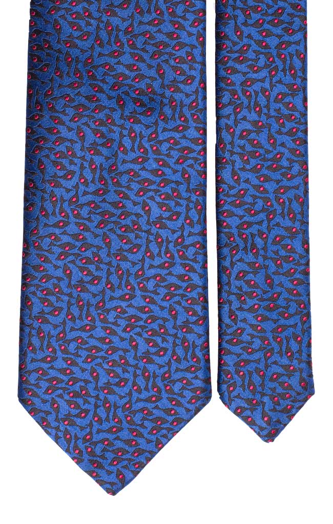 Cravatta di Seta Bluette Fantasia Nero Fucsia Made in Italy Graffeo Cravatte Pala