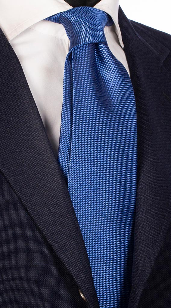 Cravatta di Seta Bluette Micro Fantasia Tono su Tono Made in Italy Graffeo Cravatte