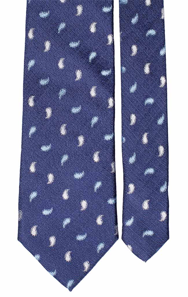 Cravatta di Seta Bluette Paisley Celeste Bianco Made in italy Graffeo Cravatte Pala