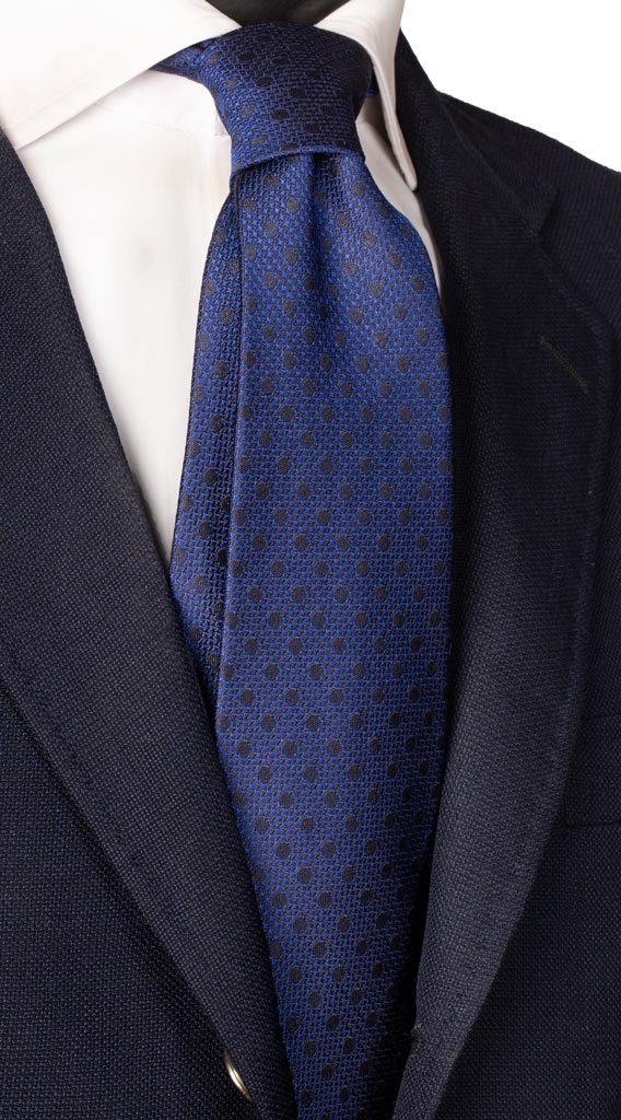 Cravatta di Seta Bluette Pois Blu Made in Italy Graffeo Cravatte