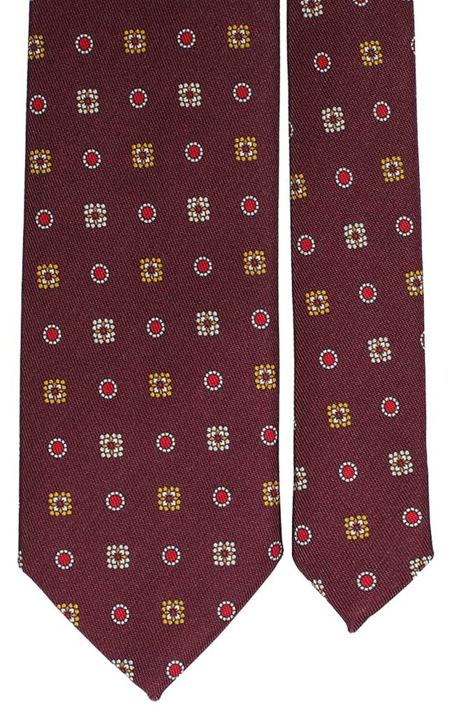 Cravatta di Seta Bordeaux Fantasia Bianca Rossa Gialla Made in Italy Graffeo Cravatte Pala