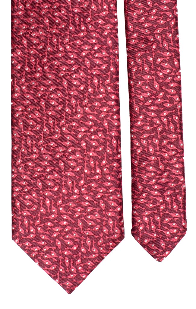 Cravatta di Seta Bordeaux Fantasia Rosa Scuro Grigio Chiaro Made in Italy Graffeo Cravatte Pala