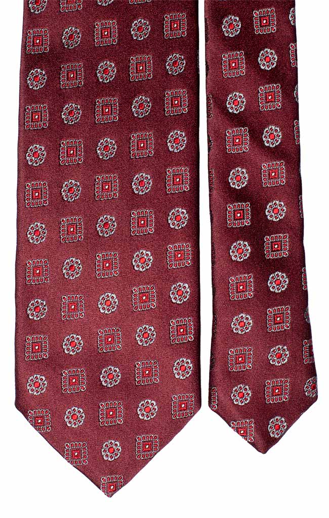 Cravatta di Seta Bordeaux Fantasia Rosso Grigio Made in Italy Graffeo Cravatte Pala