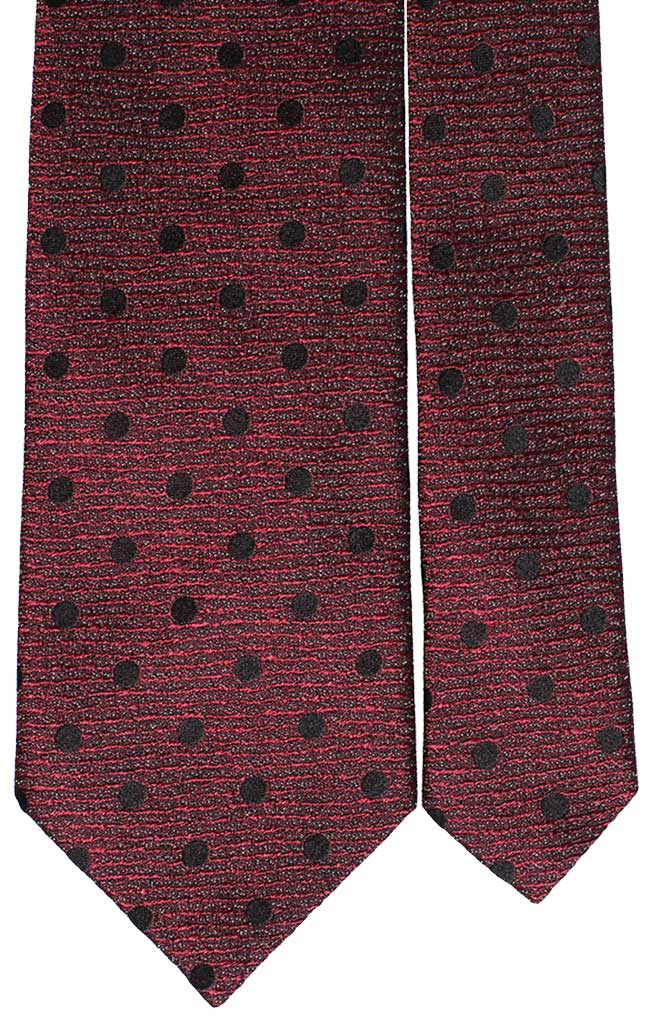 Cravatta di Seta Bordeaux Fantasia Tono su Tono Pois Neri Made in Italy Graffeo Cravatte Pala