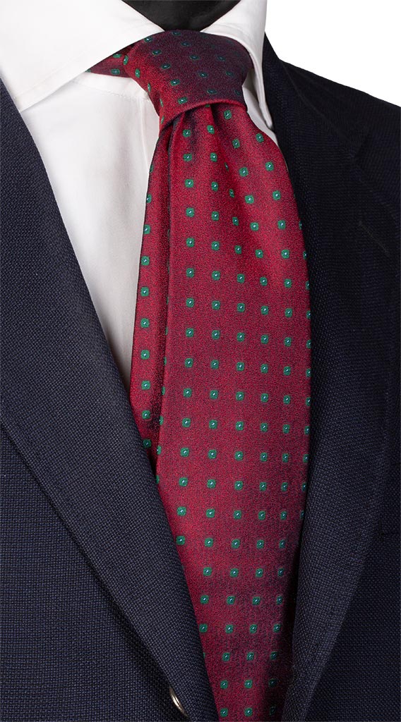 Cravatta di Seta Bordeaux Fantasia Verde Made in Italy Graffeo Cravatte