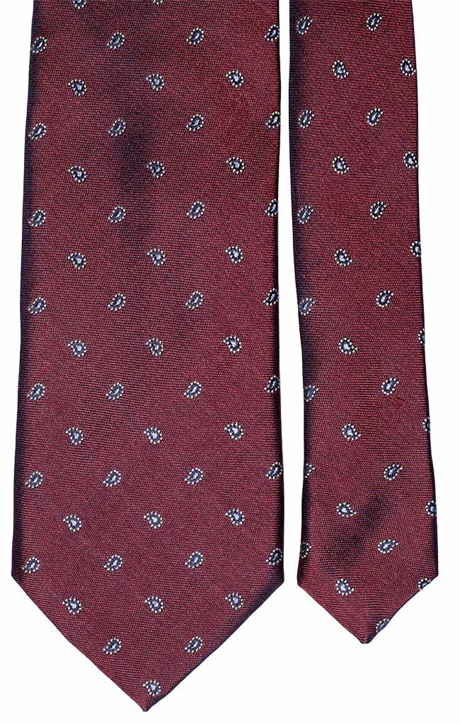 Cravatta di Seta Bordeaux Paisley Celeste Bianco Made in Italy Graffeo Cravatte Pala