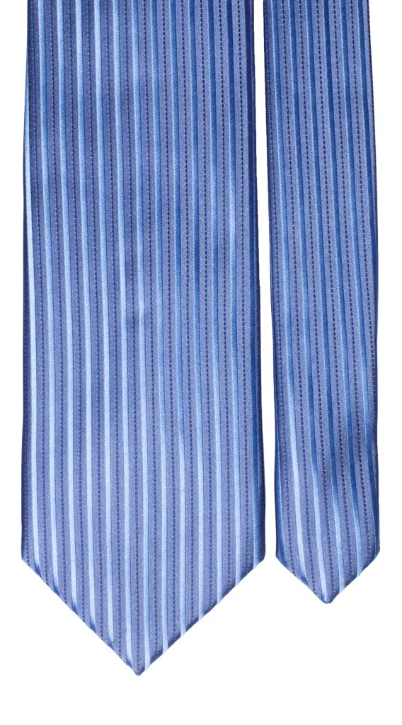 Cravatta di Seta Celeste Cangiante Righe Verticali Tono su Tono Made in Italy Graffeo Cravatte Pala