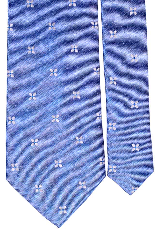 Cravatta di Seta Celeste Fantasia Tono su Tono Effetto Lino Made in Italy Graffeo Cravatte Pala