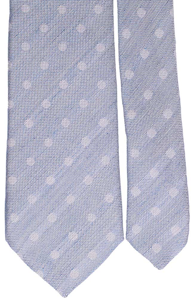 Cravatta di Seta Celeste Ghiaccio Pois Bianchi Made in Italy Graffeo Cravatte Pala