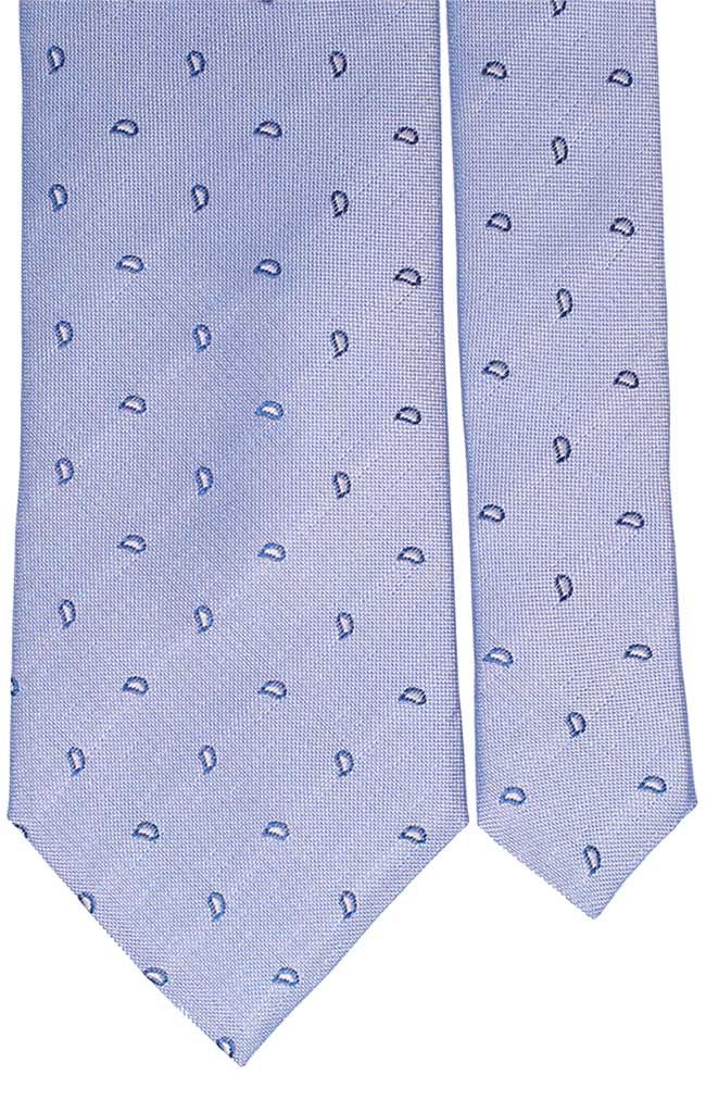 Cravatta di Seta Celeste Paisley Bluette Bianco Made in Italy Graffeo Cravatte Pala