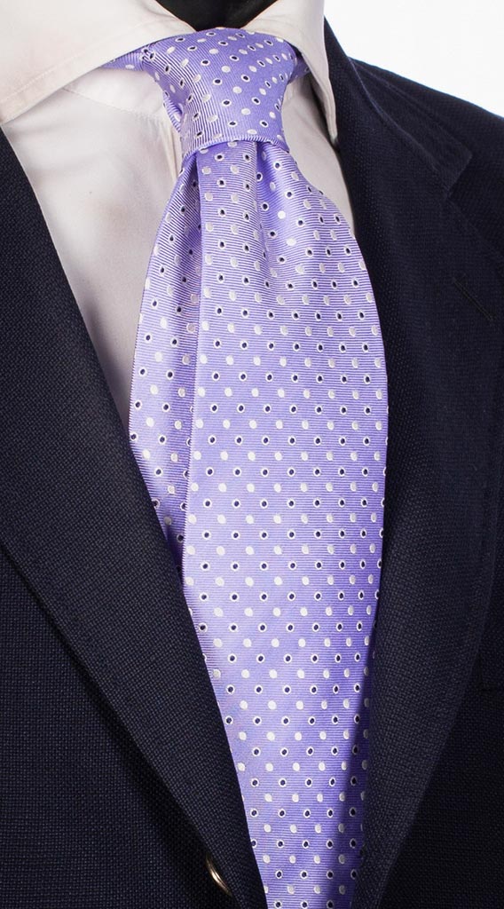 Cravatta di Seta Celeste Pois Blu Bianco Made in Italy Graffeo Cravatte