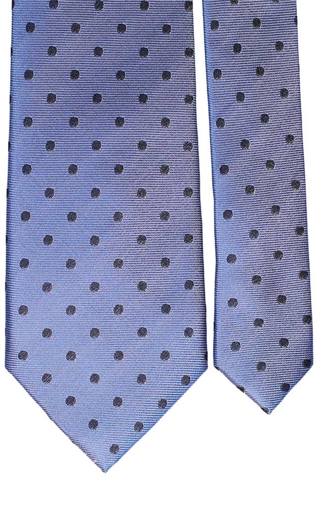 Cravatta di Seta Celeste Pois Blu Effetto Cangiante Made in Italy Graffeo Cravatte Pala