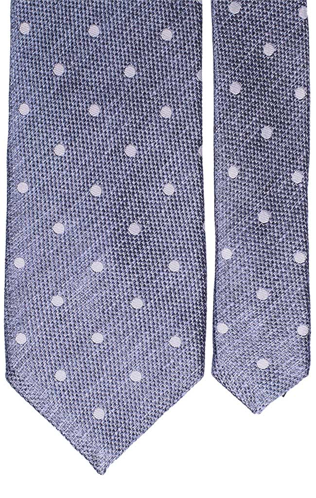 Cravatta di Seta Celeste Polvere Effetto Lino Pois Bianchi Made in Italy Graffeo Cravatte Pala