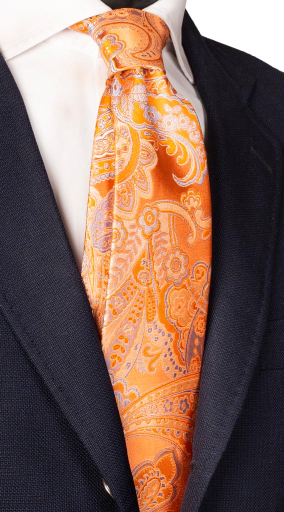 Cravatta di Seta Color Salmone Paisley Celeste Beige Made in Italy Graffeo Cravatte