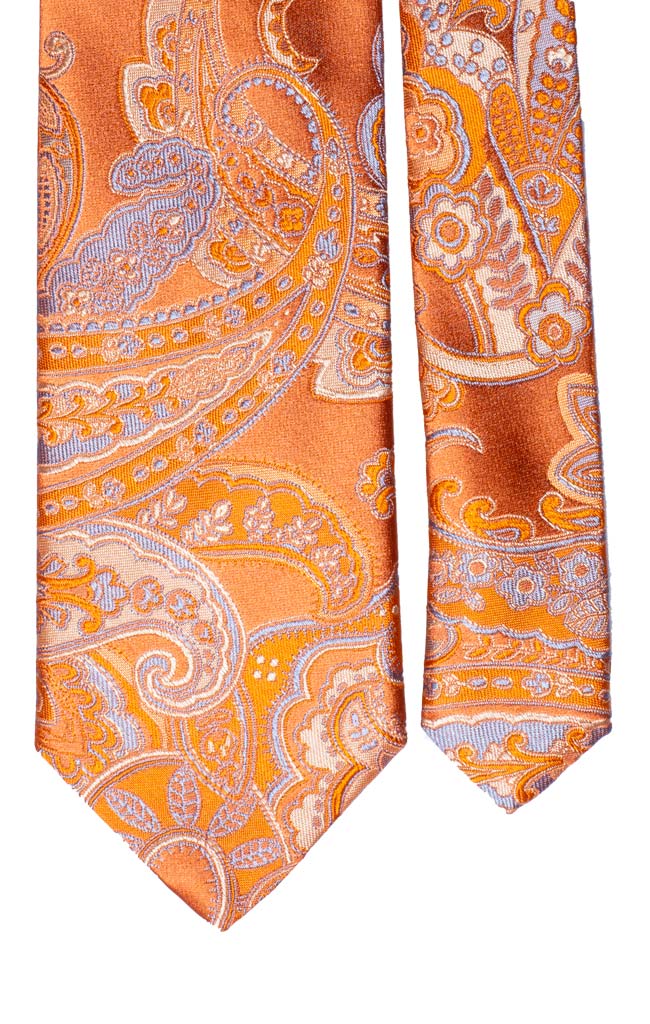 Cravatta di Seta Color Salmone Paisley Celeste Beige Made in Italy graffeo Cravatte Pala