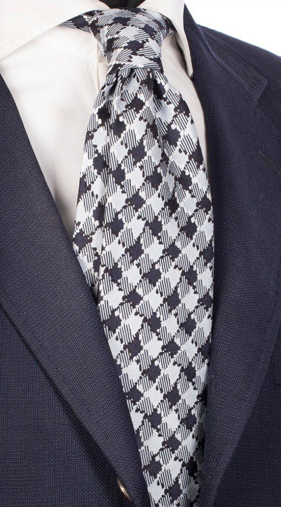 Cravatta di Seta Con Fantasia Celeste Blu Made in Italy Graffeo Cravatte