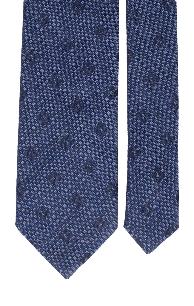 Cravatta di Seta Cotone Blu Avio Fantasia Blu Made in Italy Graffeo Cravatte Pala