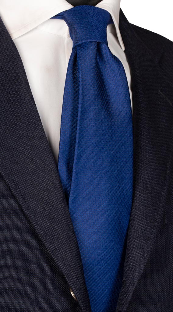 Cravatta di Seta Fantasia Blu Bluette Made in Italy Graffeo Cravatte