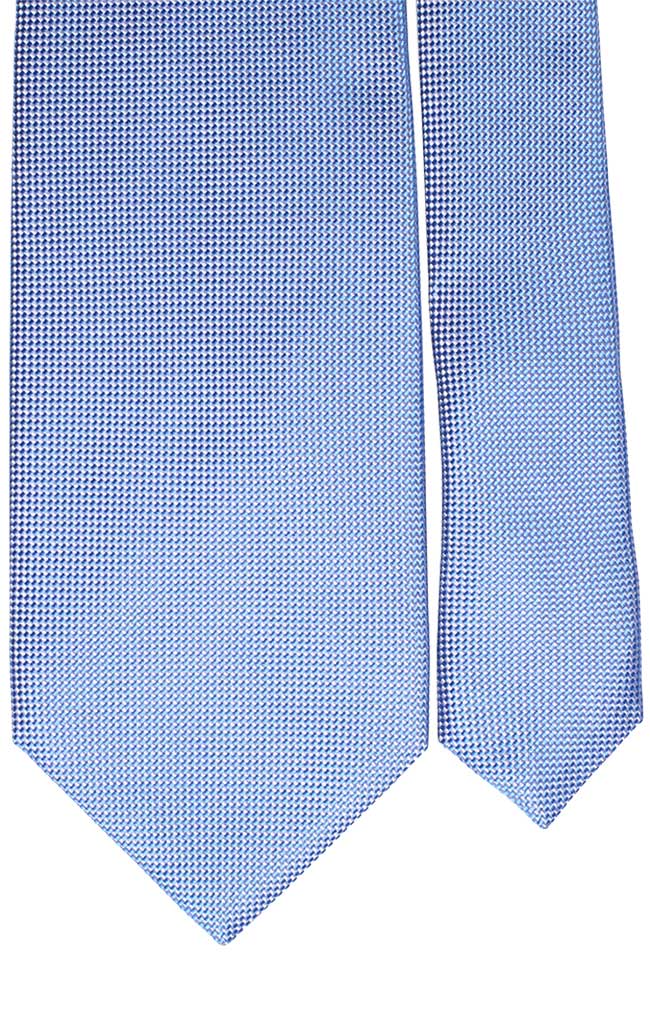 Cravatta di Seta Fantasia Celeste Bianca Made in Italy Graffeo Cravatte Pala