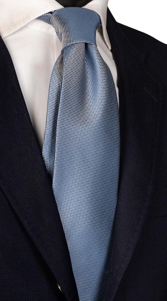 Cravatta di Seta Fantasia Celeste Grigio Made in Italy graffeo Cravatte