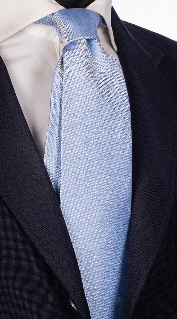 Cravatta di Seta Fantasia Celeste Grigio Chiaro Made in Italy Graffeo Cravatte