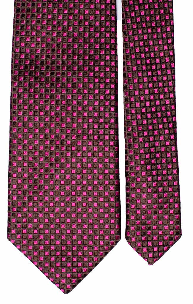 Cravatta di Seta Fantasia Fucsia Marrone Made in Italy Graffeo Cravatte Pala