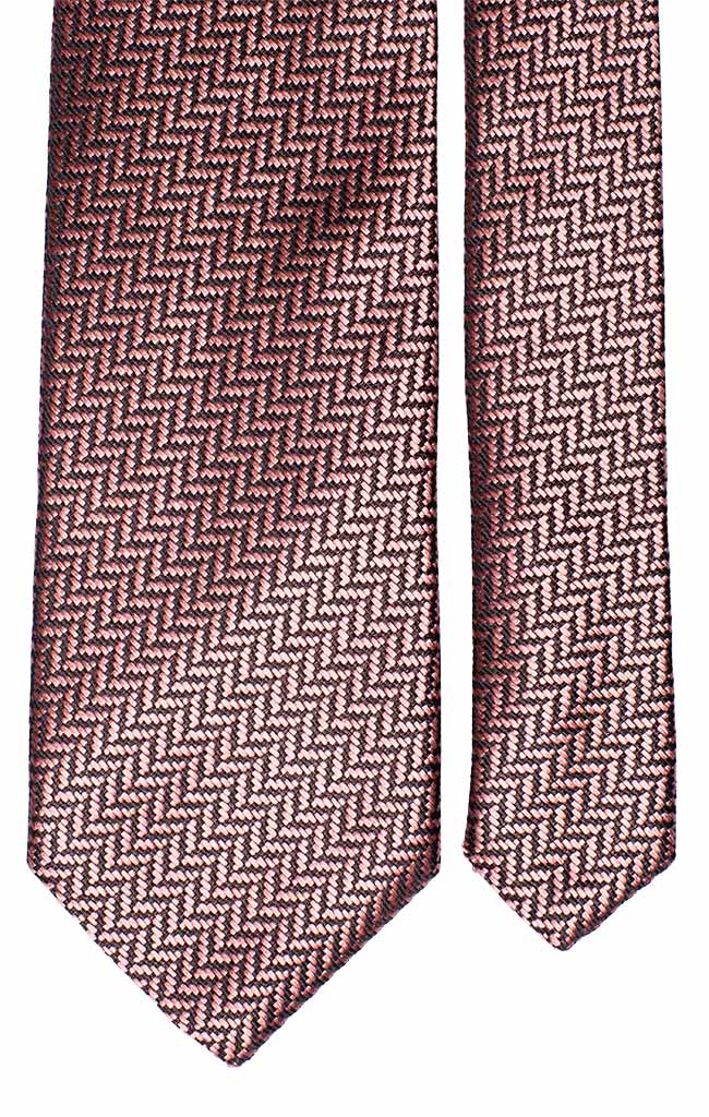 Cravatta di Seta Fantasia Lisca di Pesce Rosa Nera Made in Italy Graffeo Cravatte Pala