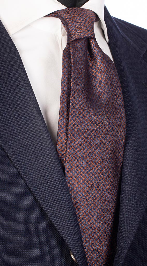 Cravatta di Seta Fantasia Ruggine Blu Made in Italy Graffeo Cravatte