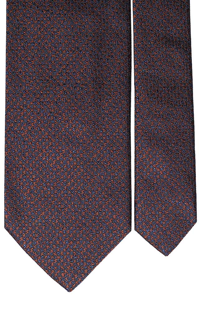 Cravatta di Seta Fantasia Ruggine Blu Made in italy Graffeo Cravatte Pala
