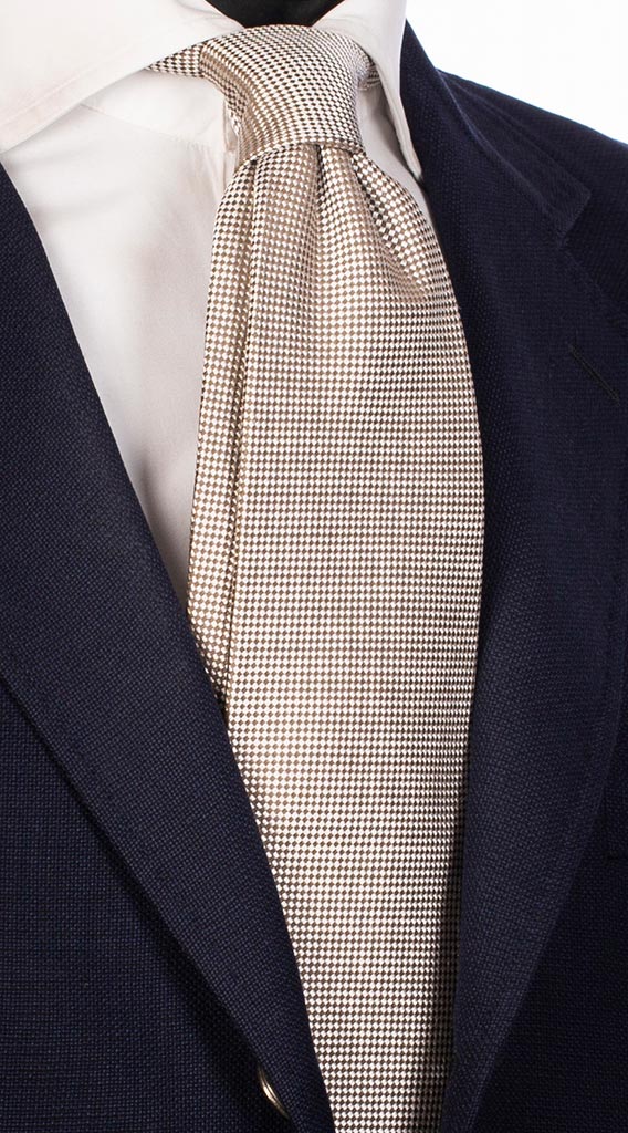 Cravatta di Seta Fantasia Tortora Beige Made in Italy Graffeo Cravatte