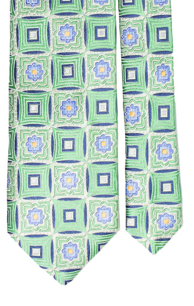 Cravatta di Seta Fantasia Verde Celeste Blu Gialla Made in Italy Graffeo Cravatte Pala