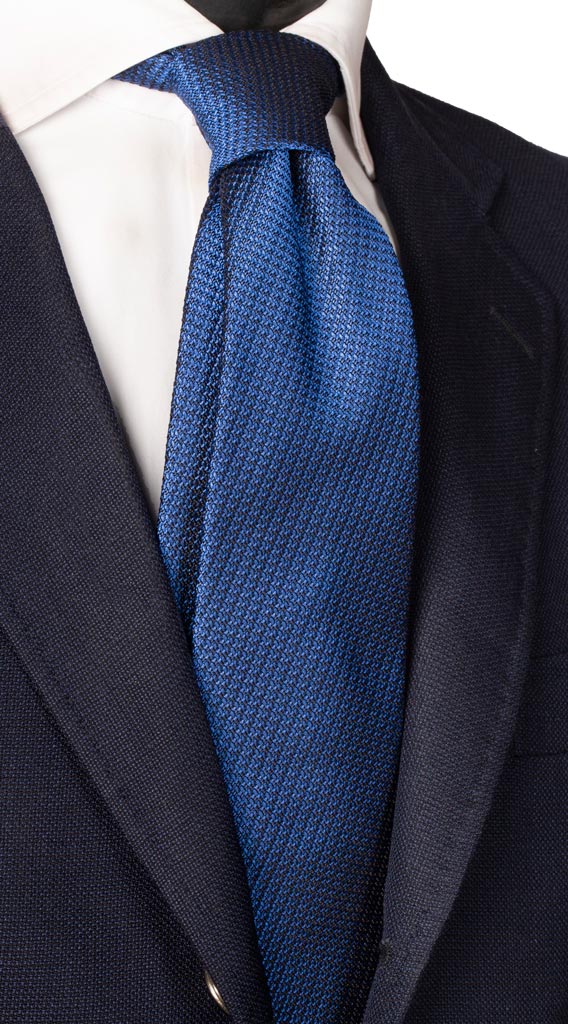 Cravatta di Seta Garzata Bluette Tinta Unita Made in Italy Graffeo Cravatte
