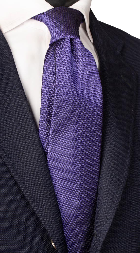 Cravatta di Seta Garzata Viola Tinta Unita Made in Italy Graffeo Cravatte