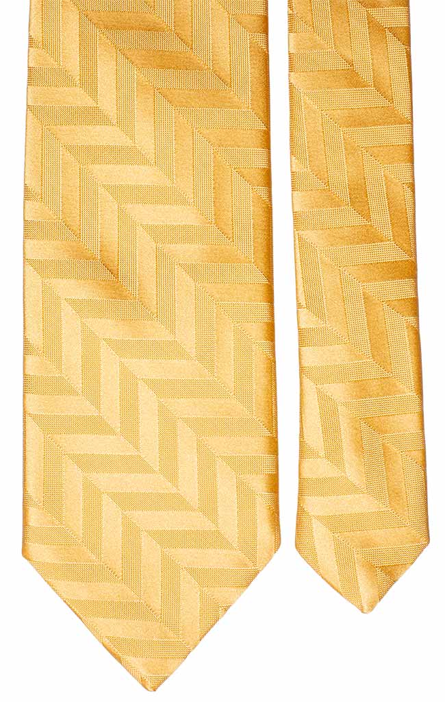 Cravatta di Seta Gialla Fantasia Lisca di Pesce Made in Italy Graffeo Cravatte Pala