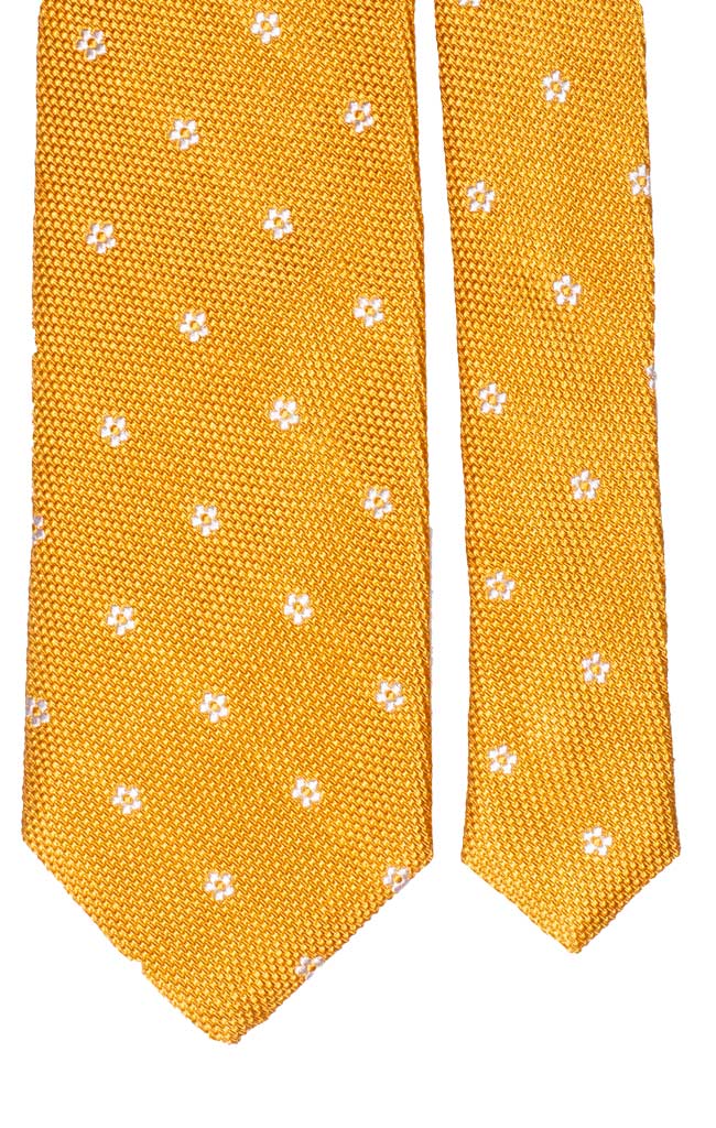 Cravatta di Seta Gialla Fiori Bianchi Made in Italy Graffeo Cravatte Pala