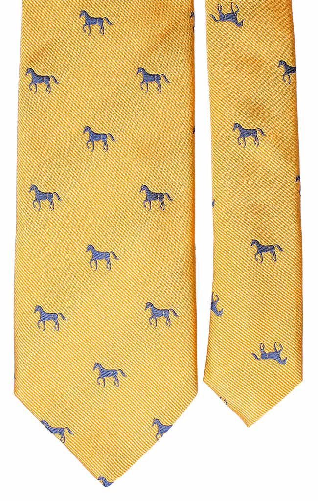 Cravatta di Seta Gialla con Animali Bluette Made in Italy Graffeo Cravatte Pala