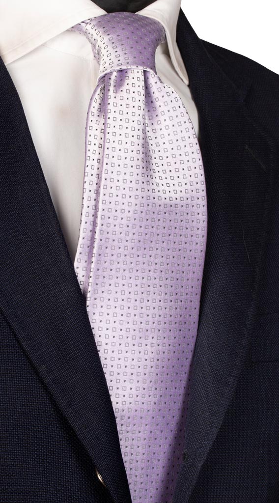 Cravatta di Seta Glicine Fantasia Blu Grigio Made in Italy graffeo Cravatte