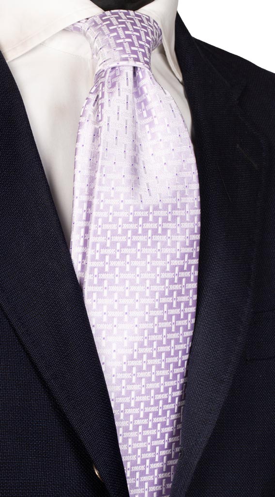 Cravatta di Seta Glicine chiaro Fantasia Viola Made in Italy graffeo Cravatte
