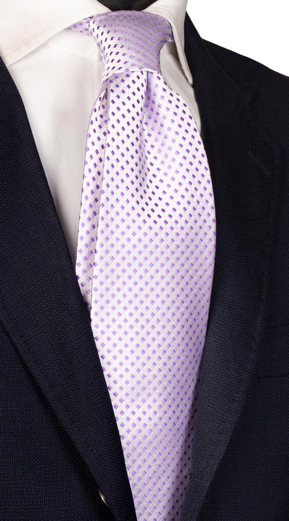 Cravatta di Seta Glicine chiaro Fantasia Viola Lurex Made in Italy graffeo Cravatte