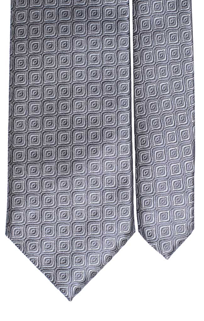 Cravatta di Seta Grigia Fantasia Grigio Chiaro Made in Italy Graffeo Cravatte Pala