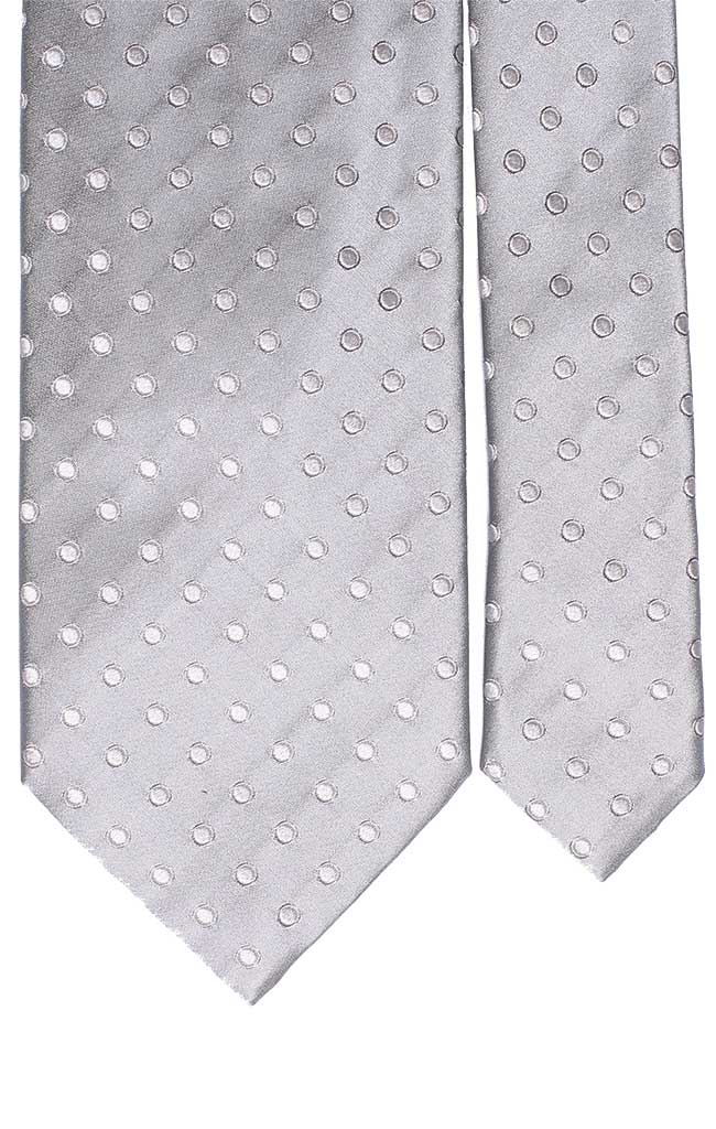 Cravatta di Seta Grigio Argento Pois Bianco Made in Italy Graffeo Cravatte Pala