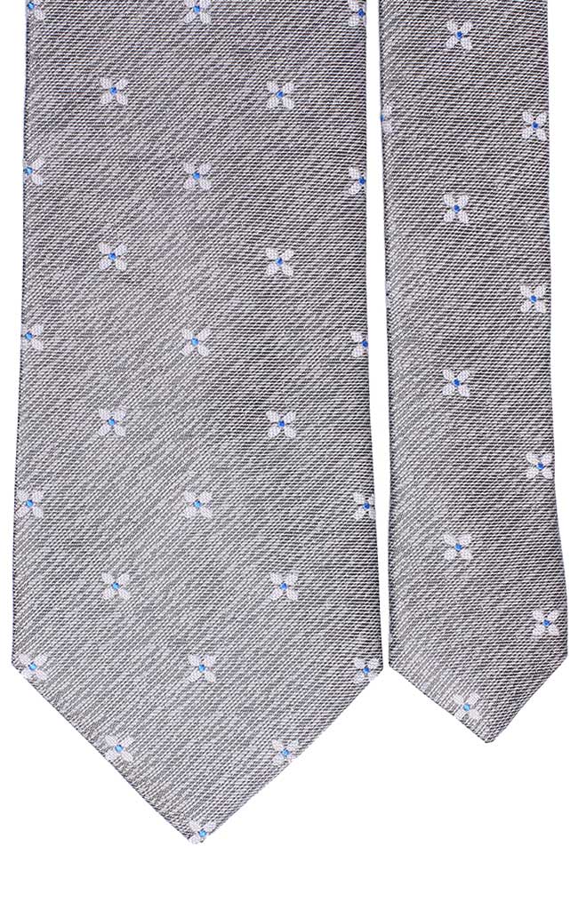 Cravatta di Seta Grigio Chiaro Fantasia Bianca Bluette Grigio Chiaro Made in Italy Graffeo Cravatte Pala
