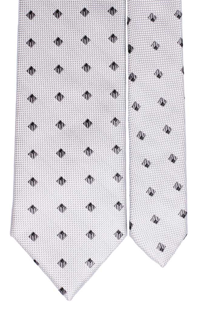 Cravatta di Seta Grigio Chiaro Fantasia Grigio Scuro Nero Made in Italy Graffeo Cravatte Pala
