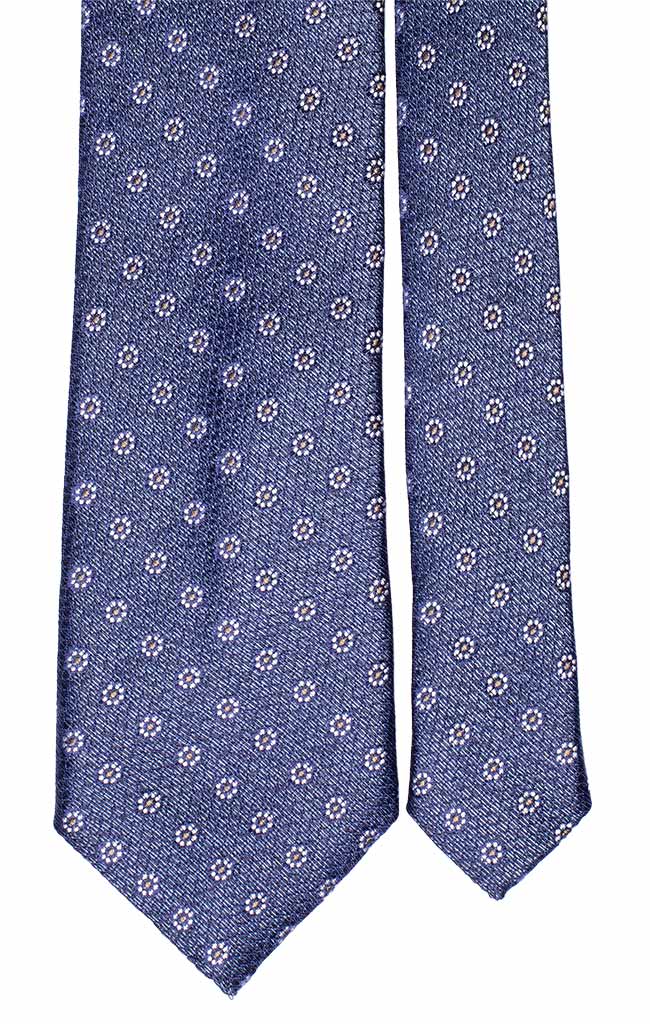 Cravatta di Seta Jaspé Avion a Fiori Bianchi Beige Made in Italy Graffeo Cravatte Pala