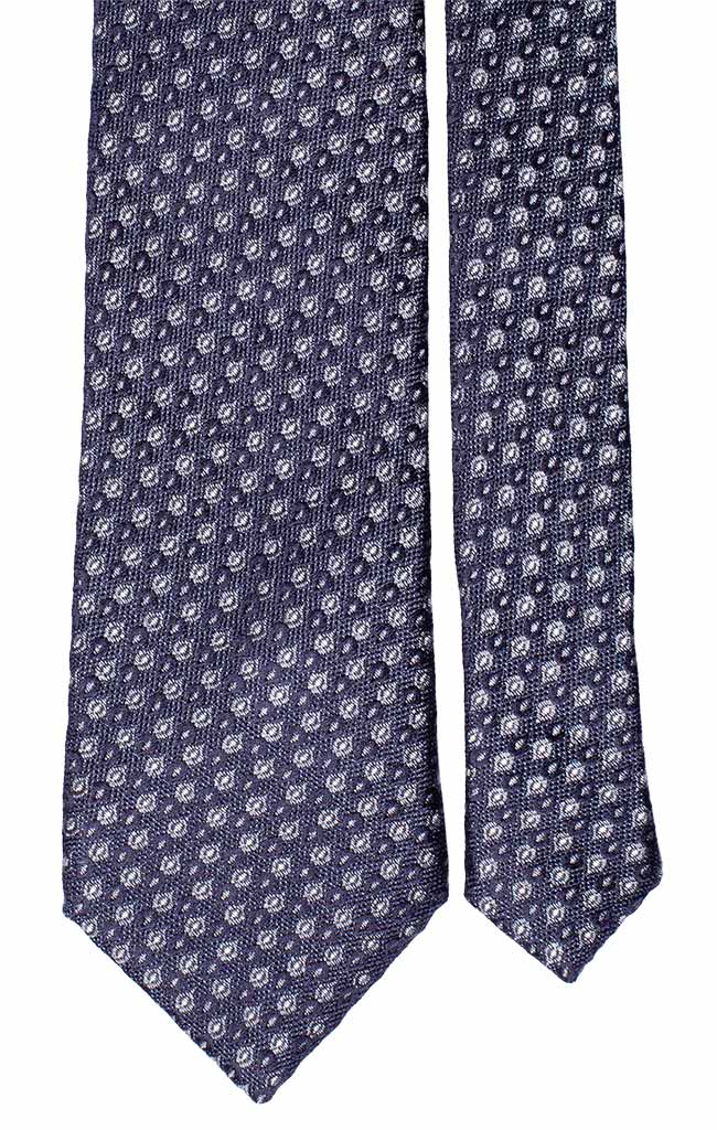 Cravatta di Seta Jaspé Avion Scuro Fantasia Beige Grigio Blu Made in Italy Graffeo Cravatte Pala