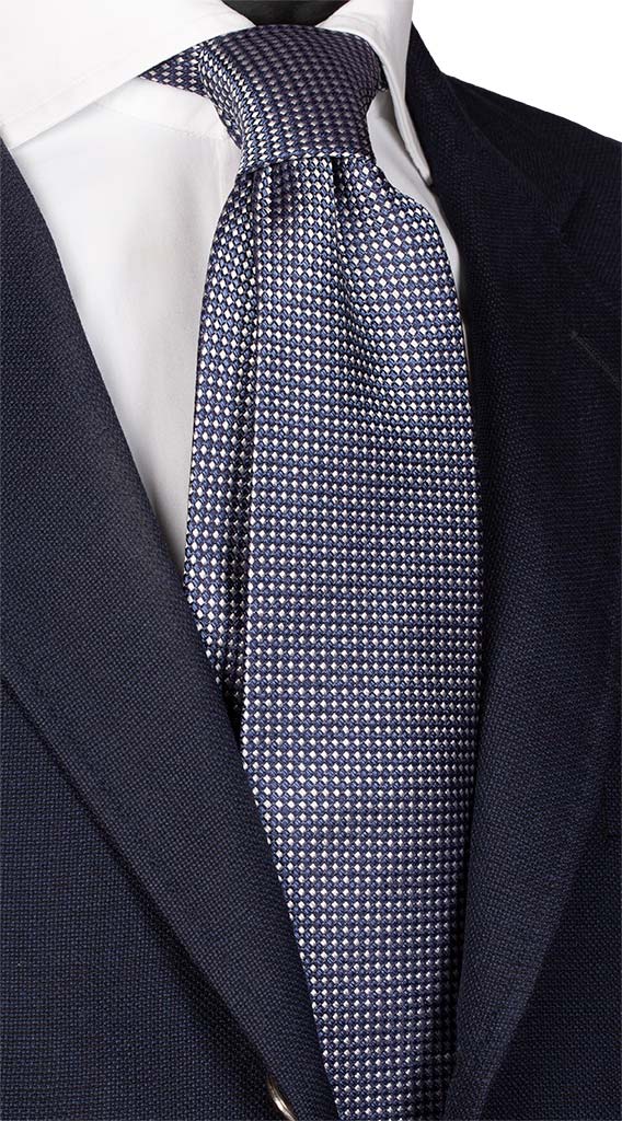 Cravatta di Seta Jaspé Blu Bianco Celeste Made in Italy Graffeo Cravatte