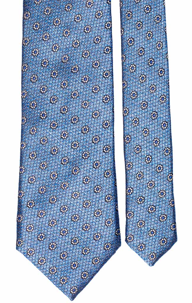 Cravatta di Seta Jaspé Bluette a Fiori Bianchi Made in Italy Graffeo Cravatte Pala