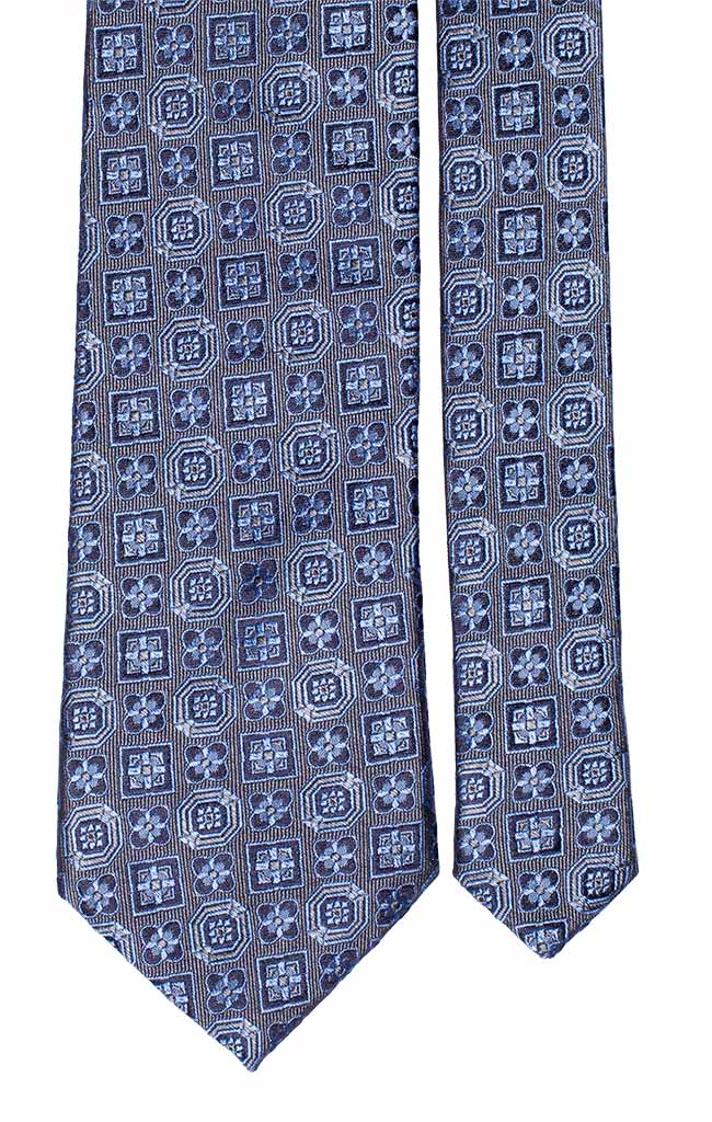 Cravatta di Seta Jaspé Corda Fantasia Blu Celeste Made in Italy Graffeo Cravatte Pala